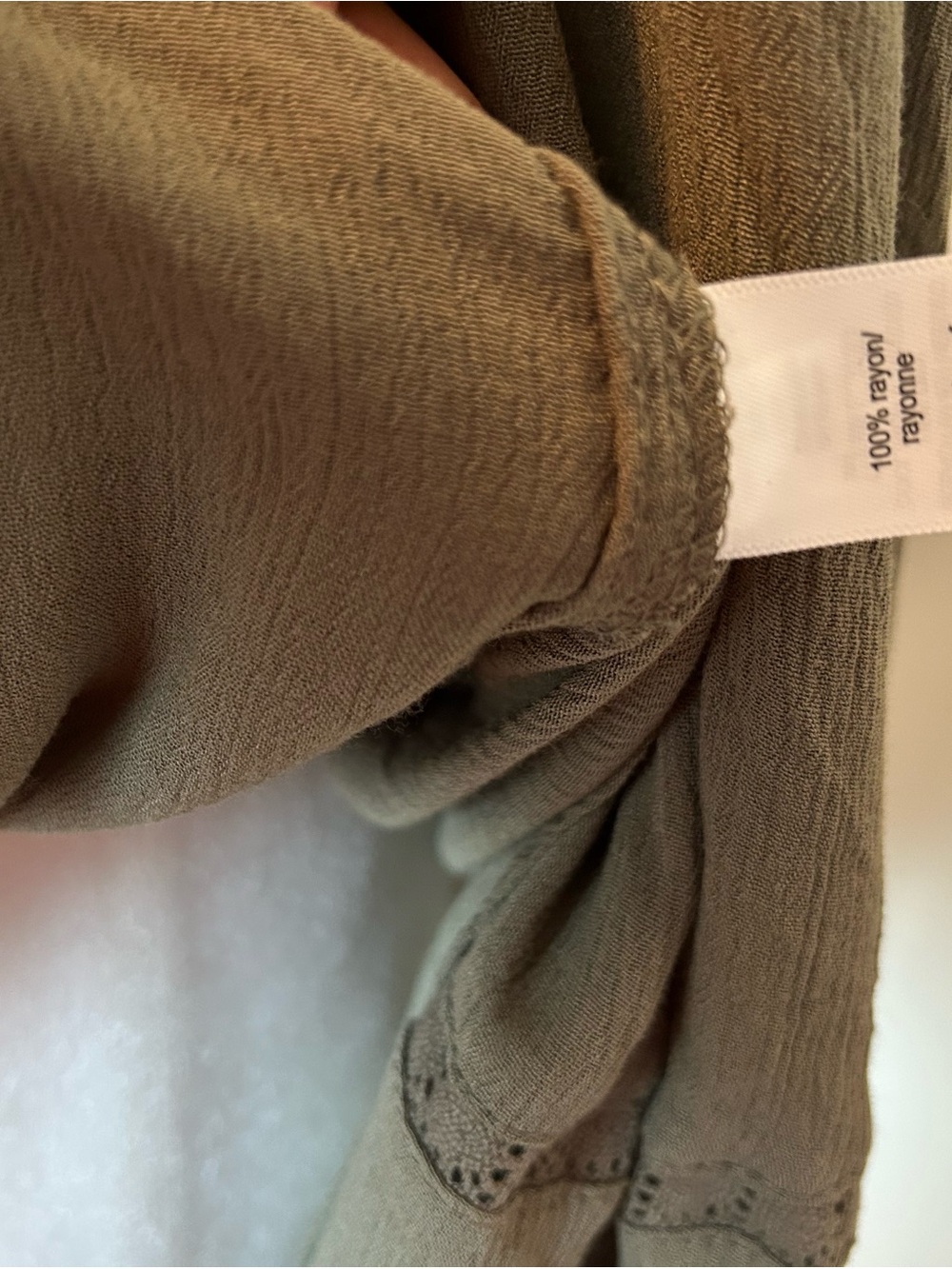 Maurices Olive Green Button-Front Peasant Blouse - Picture 5 of 10